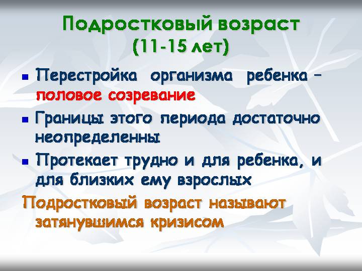 Возраст подростков